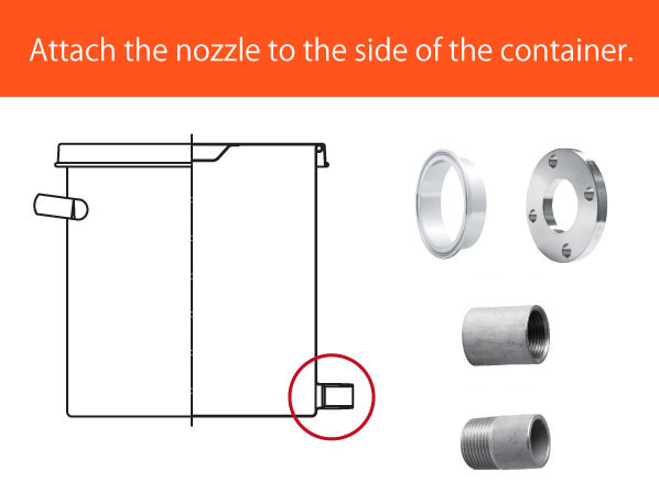 Nozzle processing to the side of the container