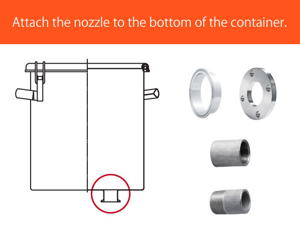 Nozzle processing to the bottom of the container