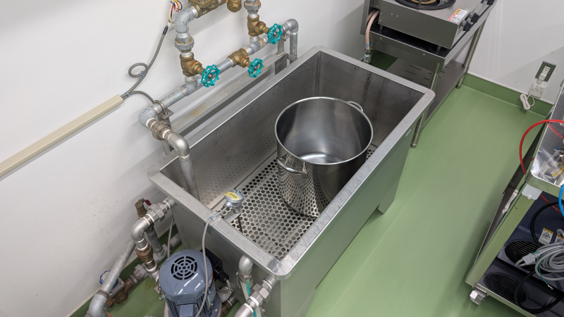 Production using the previous sterilizing bath
