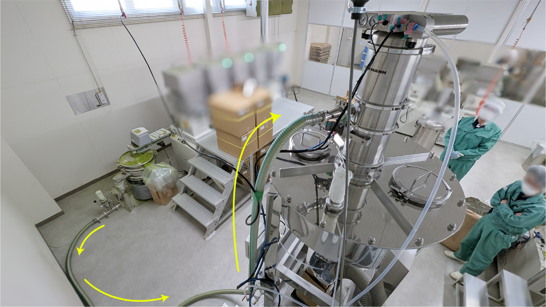 The powder transport system installed for this project