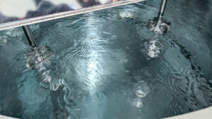 Water test showing a calm surface even at high mixing speed